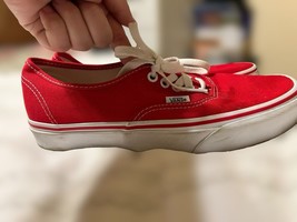 Vans Red Authentic Lace Up Shoes, Size 7.5 Men - £11.14 GBP