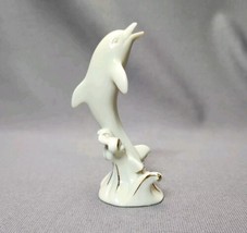 Dolphin Figurine Lenox 4&quot; Porcelain Ivory 24K Gold Trim Ocean Animal Scu... - $14.85