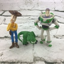 Disney Pixar Toy Story Figures Lot Of 3 Woody Buzz Lighteryear Rex Cake Toppers - £11.81 GBP