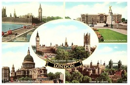 Greetings from London Buckingham Palace Houses of Parliament England Postcard - £7.89 GBP