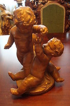 TROIS ENFANTS JOUANT terracotta cast sculpture signed on base, Louis F. de Larue - £155.65 GBP