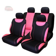 For Honda New Flat Cloth Black and Pink Front and Rear Car Seat Covers Set  - £26.42 GBP