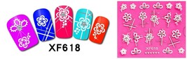 Nail Art 3D Stickers Stones Design Decoration Tips Flowers White Black XF618 - £2.31 GBP