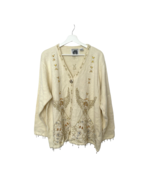 Storybook Knits Sweater Golden Angel Embroidered Womens 3X Christmas Car... - $74.07 CAD