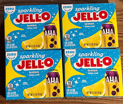 (4 ct) Sparkling LEMON AHA Sugar Free Jell-O 0.3 oz Boxes Exp 3/25 FREE ... - £10.88 GBP