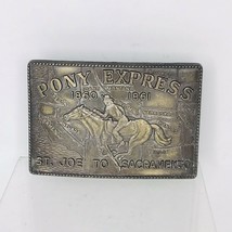 Vintage Pony Express 1860-1861 St Joe To Sacramento Western Brass Belt Buckle - £11.64 GBP