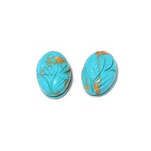 10.9 Carat 2 pcs Turquoise Flower Hand Carving Loose Gemstone for Jewelry Making - £10.35 GBP