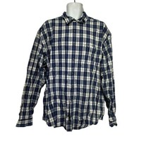 Eddie Bauer Men&#39;s XL blue plaid button down shirt long sleeve vintage - $19.79