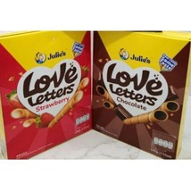 12 X 100G Julie&#39;s Love Letters Chocolate/Strawberry Wafer Sticks  Biscuit Snacks - £36.47 GBP