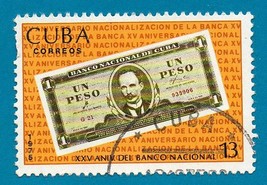 1975 Cuba Postage Stamp - 50th Anniversary of Nationalization of Banks  - £1.55 GBP