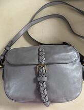 Fossil Kendal Braided Grey Leather Crossbody Bag Hang Key Brass EUC very... - $44.27