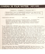 1957 Cinema 16 Film Notes Twentieth Century Hawks Season 11 Nov Original... - €18,02 EUR