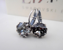 Black Diamond Dangle Drop Earrings w/ Swarovski Crystal Chatons / 8mm Lever back - £23.45 GBP