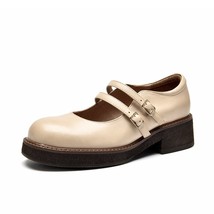 ita Shoes Women Calfskin Leather Mary Janes Round Toe Double Buckle Straps Ladie - £169.90 GBP
