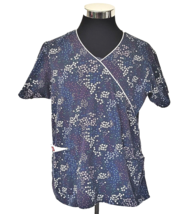 Dickies Scrubs Top Women&#39;s Size Medium Floral Medical Dental Veterinary Tech - £11.17 GBP