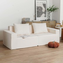 No Install Convertible Twin Loveseat Sofa Chair Armrests Washable Cover - $611.24 CAD