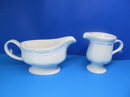 Mikasa F 9000 French Countryside White Creamer And Gravy Boat GUC - $29.00