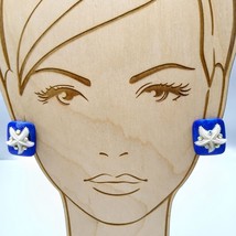 Vintage Sparkling Starfish Earrings, Bright Blue Lucite with White Sea Star - £28.16 GBP