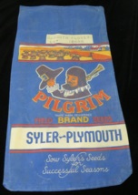 Vtg Pilgrim Feed Seed Sack Bag Indiana Plymouth Cornucopia Harvest Thanksgiving - £77.81 GBP