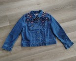 New NWOT Woman Within Button Up Jacket Womens 12W Blue Floral Denim Stretch - $19.79