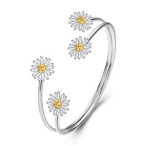 2022New Korean Fashion 925 Silver Small Daisies Bangles for women bracelets Desi - £9.63 GBP