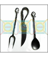 Hand Forged Medieval Kitchen Cutlery Re-enactment LARP Cosplay Viking Pi... - €197,13 EUR