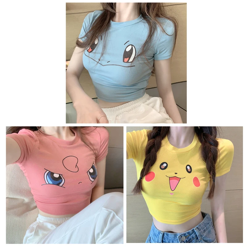 Pokemon Anime Figure Pikachu Jigglypuff Squirtle Kawaii Cute T-shirt Cartoon - £15.01 GBP