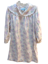 Lanz of Salzburg 40&quot; Flannel Nightgown purple flowers XS or S CHECK MEAS... - $17.81