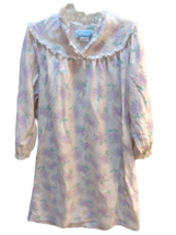 Lanz of Salzburg 40&quot; Flannel Nightgown purple flowers XS or S CHECK MEAS... - £13.48 GBP