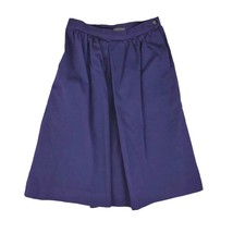 Vintage LANDS END Women&#39;s 14 P Navy Cotton Midi Skirt, Made USA, Cottage... - $27.09