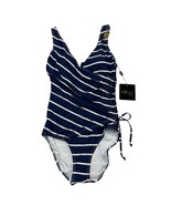 Nip Tuck Swimsuit Womens US 4 Blue White Striped Surplice One Piece Naut... - €39,09 EUR