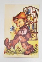 Alfred Mainzer LITTLE FOLKS Hummel Like Sweet Boy With Bird Cage Postcard H20 - £1.96 GBP