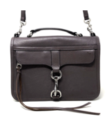 REBECCA MINKOFF Bowery Leather Crossbody Bag Top Handle Smoke Gray Tailo... - £39.96 GBP