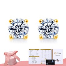 Real 0.5ct 1ct D Color Moissanite Diamond Stud Earrings for Women 925 Sterling S - £73.40 GBP