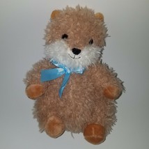 Hug Me Fluffy Hamster Plush 11&quot; Stuffed Animal Toy Brown Blue Bow Walgreens - $14.80