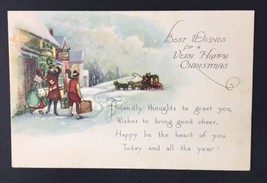 Antique Best Wishes Happy Christmas Greeting Card  Divided Back Used in 1940 - £11.58 GBP