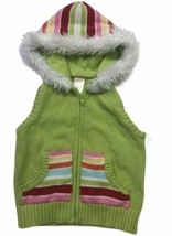 Gymboree Girls Green Knit Hoodie Jacket Vest Size XS 3-4 - $31.21