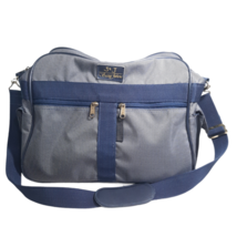 Vintage Saint Johns St. J blue carry on bag small duffel navy dot luggage - $19.00
