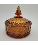 Indiana Glass Honey Amber Brown Candy Trinket Dish Lid Princess Pattern ... - €25,47 EUR