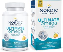  Omega, Nordic Naturals Ultimate Lemon Flavor - 60 Soft Gels - 1280 mg O... - $57.10