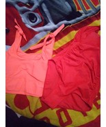 Womans 2-Piece Bikini Top &amp; 1-Piece Orange&amp;Red Swimwear Sz L 9036ARE - €12,96 EUR