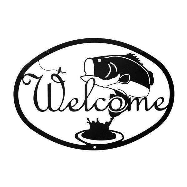 Big Bass Welcome Sign Made in USA by Village Wrought Iron