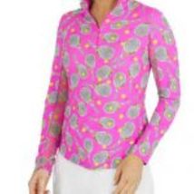 NWT Ladies IBKUL VENUS HOT PINK Long Sleeve Mock Tennis Shirt S M L XL XXL image 2