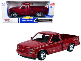 1992 Chevrolet 454 SS Pickup Truck Red Metallic 1/24 Diecast Car Motormax - £33.77 GBP