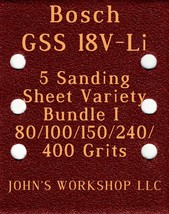 Bosch GSS 18V-Li - 80/100/150/240/400 Grits - 5 Sandpaper Variety Bundle I - £3.92 GBP