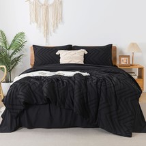 Black King Size Comforter Set With Sheets - 7 Pieces Bed In A Bag King Tufted Co - £94.11 GBP
