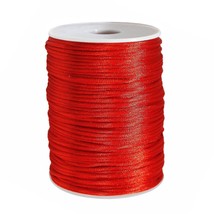 Red 2Mm X 100 Yards Satin Nylon Trim Cord, Rattail, Chinese Knot, Kumihi... - £12.78 GBP
