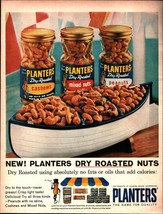 1964 Planters Dry Roasted Nuts Vintage Print Ad Mr Peanut Wood Canoe Wal... - $24.11