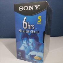 Sony 6 Hrs T-120 VHS 5 Pack VCR Tapes Blank Premium Grade New Sealed - $15.84