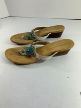 Cynthia Rowley Womens Size 9.5 Beaded Sandals Flip Flops Leather Summer ... - £14.95 GBP